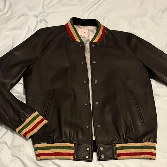 Palm Angels Italy Leather Bomber - Picture 2 of 13